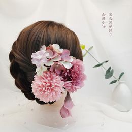 Pinces À Cheveux Japonais À La Main Tissu Fleur Accessoires Clip Gland Kimono Épingle À Cheveux Coiffe Geisha Barrette De Mariage Festvial Épingles À Cheveux