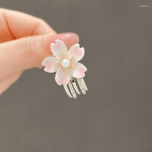 Pinzas Para El Cabello Estilo Japonés Lindo Pétalo Rosa Flor Clip Flequillo Chica Top Pequeño