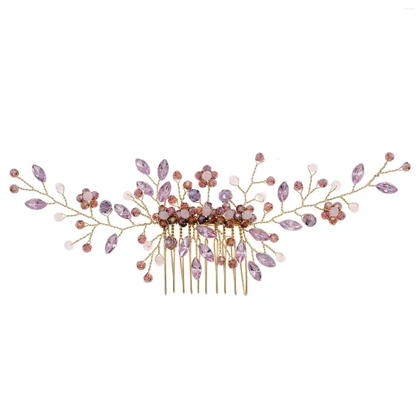 Coix de cheveux bijoux Peigne nuptiale stable pour les couvre-chefs en cristal violet décor pour le mariage de banquet mascarade xin-