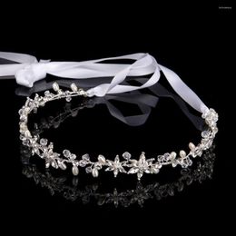 Pinces à cheveux bijoux cadeau ornements bandeau diadème de mariée couronne coiffure à la main pièce de tête cristal perle mariée bandeau avec ruban