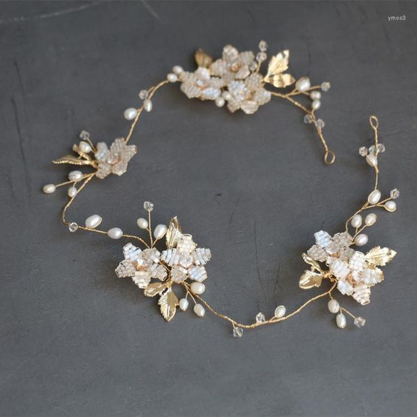 Pinces à cheveux Jonnafe perles d'eau douce faites à la main bijoux de mariage fleur de vigne diadème de mariée bandeau feuille femmes accessoires de casque