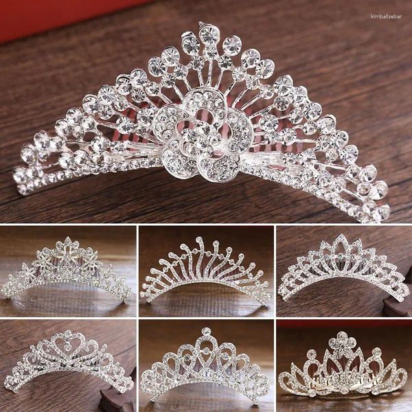 Clips de cheveux Kids Princess Crystal Tiaras and Crowns Children Girls Bandband Bandage en épingle à cheveux