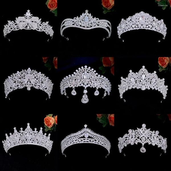 Pinces à cheveux KMVEXO Divers Argent Couleur Perle Diadèmes De Mariée Couronne Strass Pageant Diadema Collares Coiffes Accessoires De Mariage