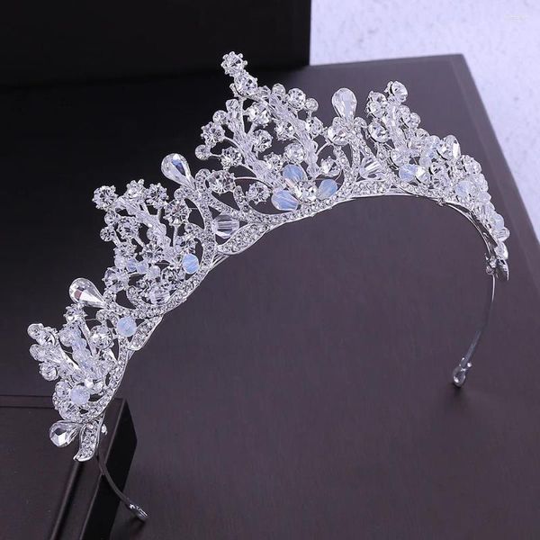 Pinces à cheveux KMVEXO perles de strass faites à la main couronne de diadème de mariée couleur argent cristal diadème voile diadèmes accessoires de mariage coiffes