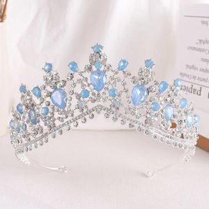 Clips de cheveux Kmvexo Opal Crystal Tiaras and Crowns Rhingestone Prom Princess Crown Tiara for Women Wedding Accessories