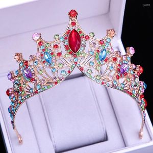 Pinces à cheveux KMVEXO Vintage Multicolore Cristal Strass Couronne De Mariage Diadèmes Pour Femmes Princesse Costume Festival De Noël Accessoires