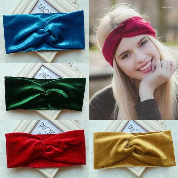 Clips para el cabello nudo torcido diadema banda envoltura moda mujer Twist turbante terciopelo señora cabeza