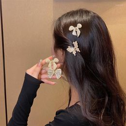 Pinces à cheveux avec nœud coréen en perles, Mini épingle à cheveux pour femmes, mode Simple, petit Clip latéral, Super chérie, tête arrière féerique, bijoux mignons