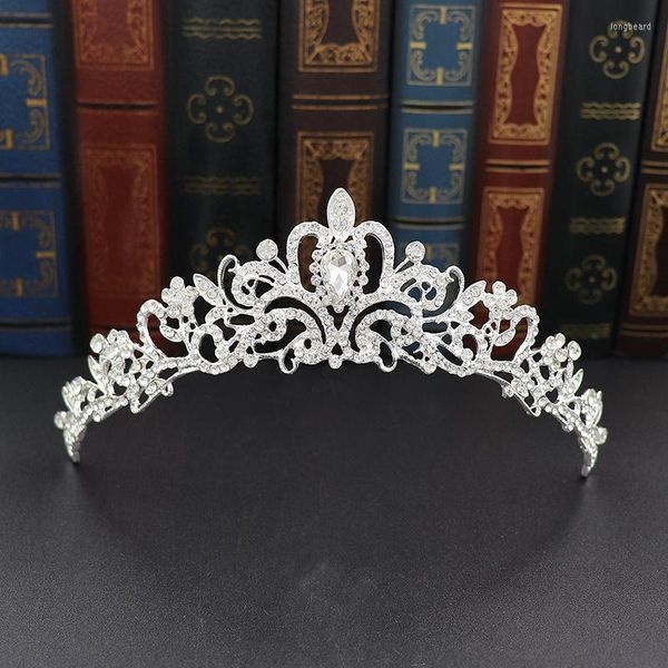 Pinzas para el cabello de novia coreana en forma de corazón, corona de diamantes de imitación, tocado de boda grande, accesorios de estudio Po, venta al por mayor