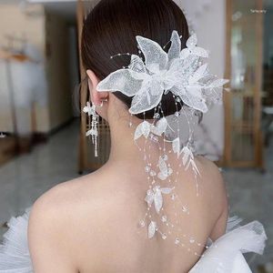 Haarspeldjes Koreaanse heldere bloemblaadjes kralen kwastjes haarspeld oorbellen voor vrouwen bruiloft accessoires