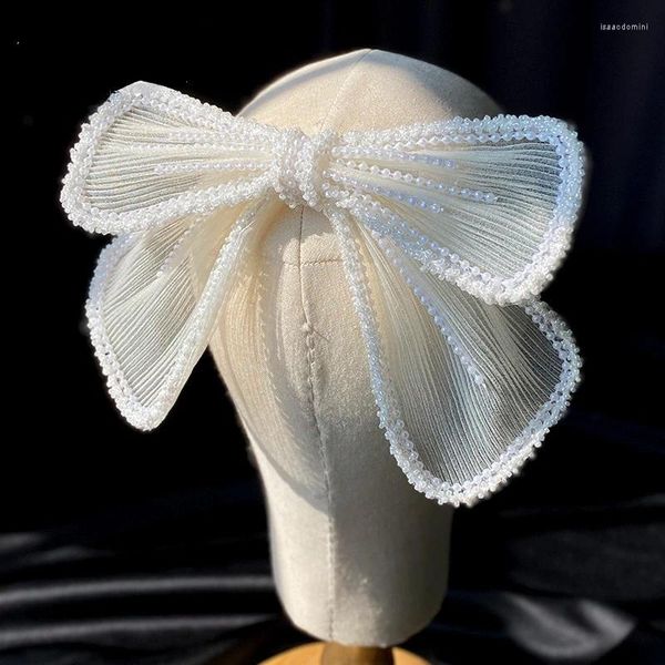 Pinces à cheveux en crêpe coréenne perlée, nœud de princesse, épingle à cheveux, Barrettes de mariée, accessoires de mariage