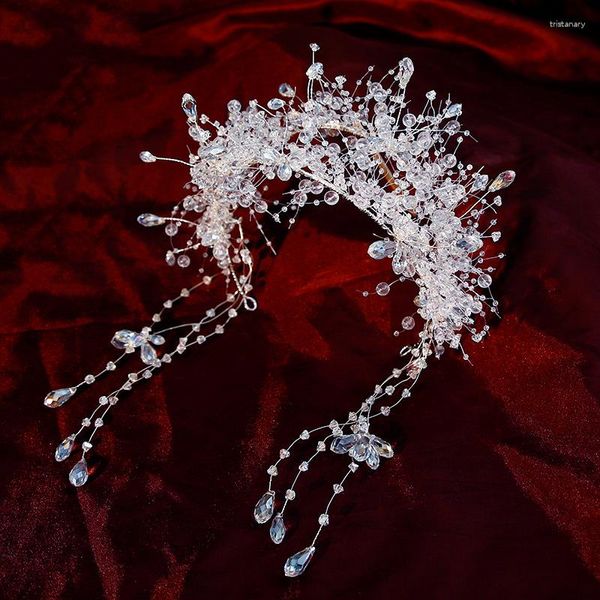 Pinces à cheveux coréen luxueux cristal bandeaux mariée diadèmes gland cerceau Mori accessoires de mariage