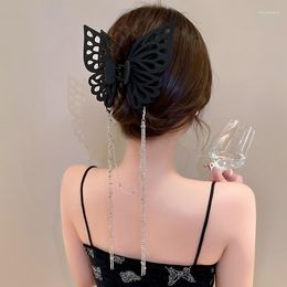 Pinces à cheveux coréennes surdimensionnées, noir, papillon, griffe, rétro exquis, pince à tête arrière, accessoires de mode pour femmes et filles