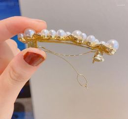 Haarspeldjes Koreaanse Pearl Leaf Spring Pins Voor Vrouwen Meisjes Elegante Haarspeldjes Haarspelden Haarspelden Hoofddeksels Accessoires