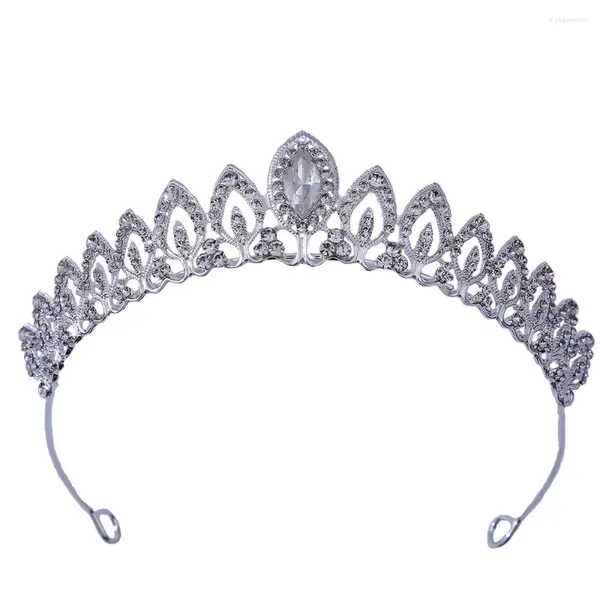 Pinzas para el cabello, adorno de novia Simple coreano, aleación de hojas, tocado de corona con incrustaciones de diamantes de imitación, emperador