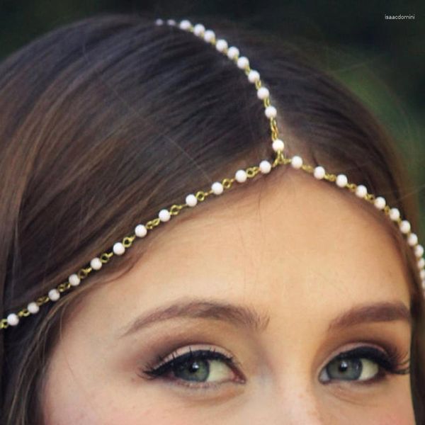 Pinzas para el cabello Estilo coreano Moda Perla de imitación Diademas Accesorios Aleación Moda Tiaras de boda para novias Joyería Diosa Diadema