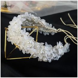 Clips de cheveux coréens Style Boucle de cheveux Brouille d'oreille Luxurious Flower Pearls Hoop Fairy Dangler Lady Elegant Bielry Accessoires de mariage