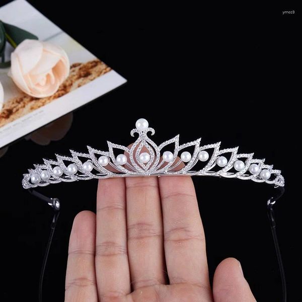 Pinzas para el cabello estilo coreano tocado de perlas simples perlas de concha dulce corona de boda de novia de circón