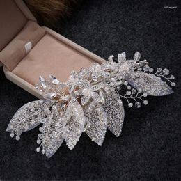 Pinzas para el cabello temperamento coreano tocado de novia romántico Diamante de imitación perla cinco pétalos flor vestido de novia Barrettes