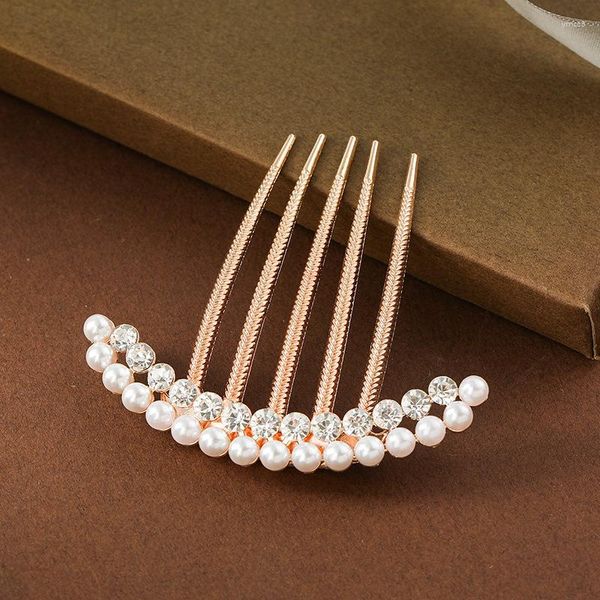 Clips de cheveux coréens style tendance étincelante Imitation Imitation perles peignes nuptiales Tiara Femmes Accessoires de mariage