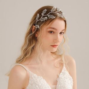 Pinces à cheveux coréen blanc cristal couronnes diadèmes pour femmes mariée grandes feuilles bandeaux à la main bandeaux princesse accessoires de mariage