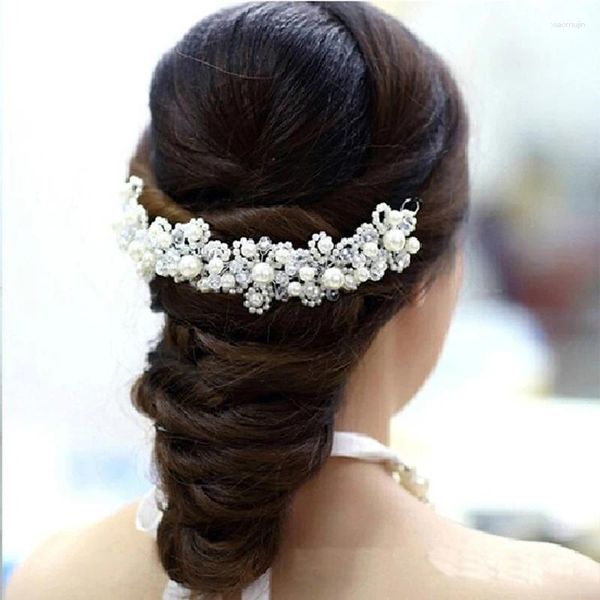 Clips de cabello Peare Pearl Crystal Bride Tocado a mano Accesorios de banda para la banda para la banda de novia