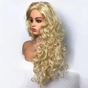 Haarspeldjes Dames Blonde Pruik Lang Krullend Pruiken Dames Golvend Synthetisch Cosplay Volledig