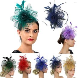 Pinces à cheveux dames mode maille rétro plume coiffure cadeau de mariée chapeau fleur coeur fête annuelle dîner accessoires