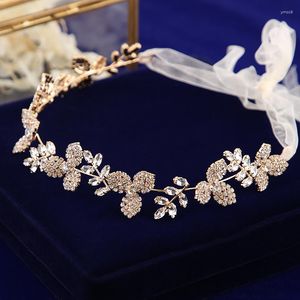 Pinces à cheveux feuille cristal bandeau mode couleur or diadème couronne de mariée accessoires de mariage bijoux de fête d'anniversaire