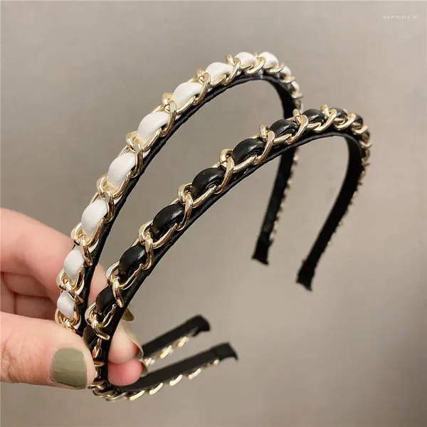 Pinzas para el pelo de cuero para mujer y niña, diadema anudada de Color sólido, diadema con lazo, accesorios de maquillaje Retro