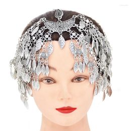 Pinces à cheveux feuilles glands en alliage chaînes de tête pour femmes Vintage sculpté Boho bijoux ethniques bohème exagéré coiffure bandeaux