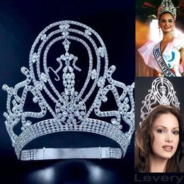 Clips de cabello Levery Old Miss Universo (1963-2001) Mikimoto (2002-2007) Círculo completo de la diadema grande Corona Ajustable Miss Beauty Crown 915