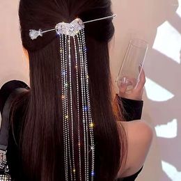 Pinzas para el cabello con borla larga y diamantes de imitación, horquilla con cadena, diseño en forma de corazón, diadema de gama alta, accesorios de fiesta con perlas