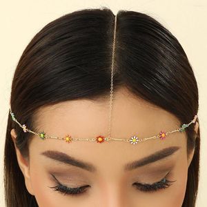 Pinces à cheveux LUTAKU bohème coloré marguerite fleur tête chaîne casque pour femmes accessoires de mariage chapeaux coiffure bijoux