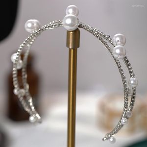 Pinces à cheveux luxueux tissé à la main bandeau feuille perle cristal bandeaux pour femmes mariée couronne diadème mariage Simple bijoux accessoire