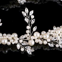Pinces à cheveux luxueux bandeau diadème femmes front perle cristal bandeau ornements floraux cadeaux de mariée pour accessoire de mariage