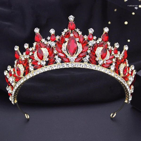 Clips de cheveux Luxury Big Ringestone Géométrique Bridal Tiaras Couronne Baroque Crystal Pageant Prom DiADEM Bride Bride Bandons Accessoires de mariage