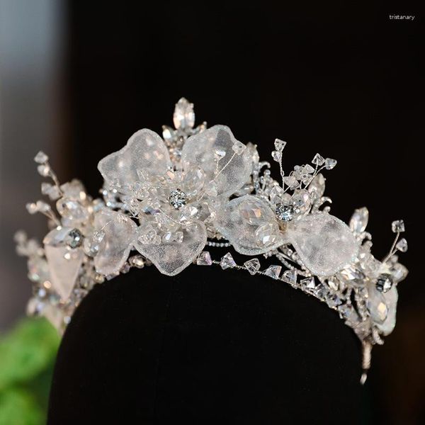 Pinzas para el cabello, coronas nupciales de lujo, Tiaras para mujer, diadema de flores de cristal, moda coreana, diadema para novia, accesorios de boda, tocado, regalo