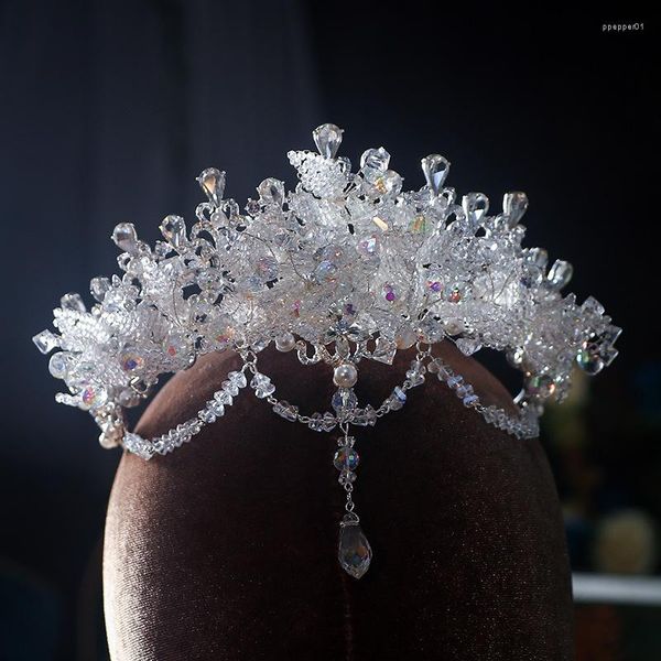 Pinces à cheveux De Luxe Couronnes De Mariée Femmes Diadèmes Strass Cristal Pageant Diadème Mariée Front Bandeau Accessoires De Mariage Coiffe