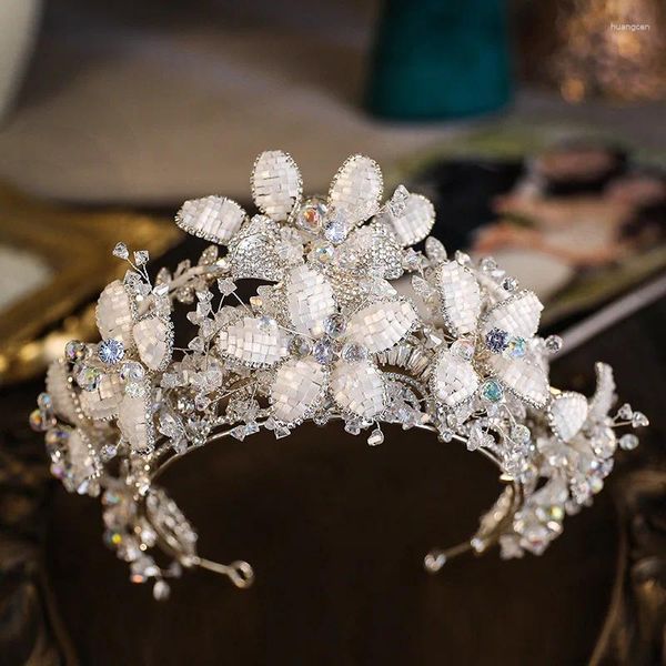 Pinzas para el cabello, coronas nupciales de lujo, Tiaras para mujer, cuentas de cristal con diamantes de imitación, diadema para desfile, diadema para novia, accesorios de boda, tocado, regalo