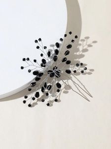Coix de cheveux Luxury Bridal Hairpin Crystal Wedding Fork Black and White Hingestones Headden Aolly Jewelry accessoires