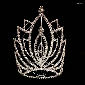 Haarclips Luxe bruids headal headwear schoonheid vrouwen tiaras kroon steentjes tiars volledige ronde verjaardag