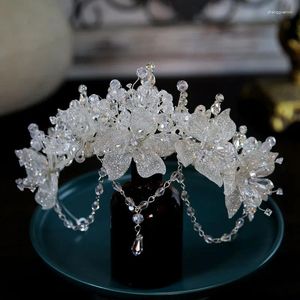 Pinces à cheveux de luxe mariée mariage cristal diadèmes couronnes strass fleur corée mode femmes diadème couronne accessoires bijoux bandeau
