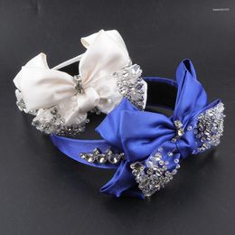 Pinces à cheveux accessoires en tissu de luxe nœud papillon beau cerceau fée large cristal strass danse bandeau de mariée 92
