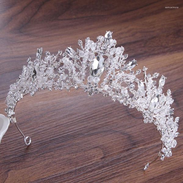 Pinzas para el cabello, conjunto de joyería nupcial con corazón de cristal de lujo, corona de diamantes de imitación, tiaras, pendientes, gargantilla, collar, bodas, juegos de cuentas africanas