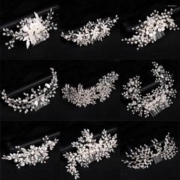 Haarspeldjes Luxe Kristal Parel Bloem Kam Hoofdband Tiara Voor Vrouwen Bruid Feest Bruids Bruiloft Accessoires Sieraden