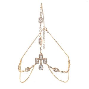 Haarspeldjes Luxe Crystal Rhinestone Head Chain Hoofddeksel Boheemse bruid Etnische accessoires voor vrouwen Bruidsbruiloft Voorhoofdsieraden