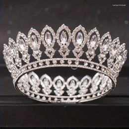 Clips de cheveux Luxury Crystal Round Crown Tiara Rhinestone Prom Diadem Tiaras and Crowns for Women Bridal Wedding Accessoires de bijoux Gift