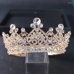 Clips de cheveux Luxury Crystal Round Crown Tiara for Women Rhinestone Prom Diadem Bridal Wedding Accessoires Bijoux Cadeau