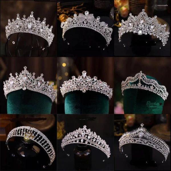 Pinces à cheveux de luxe divers couleur argent cristal couronne de mariage casque de mariée femme baroque strass diadèmes mariée diadème accessoires